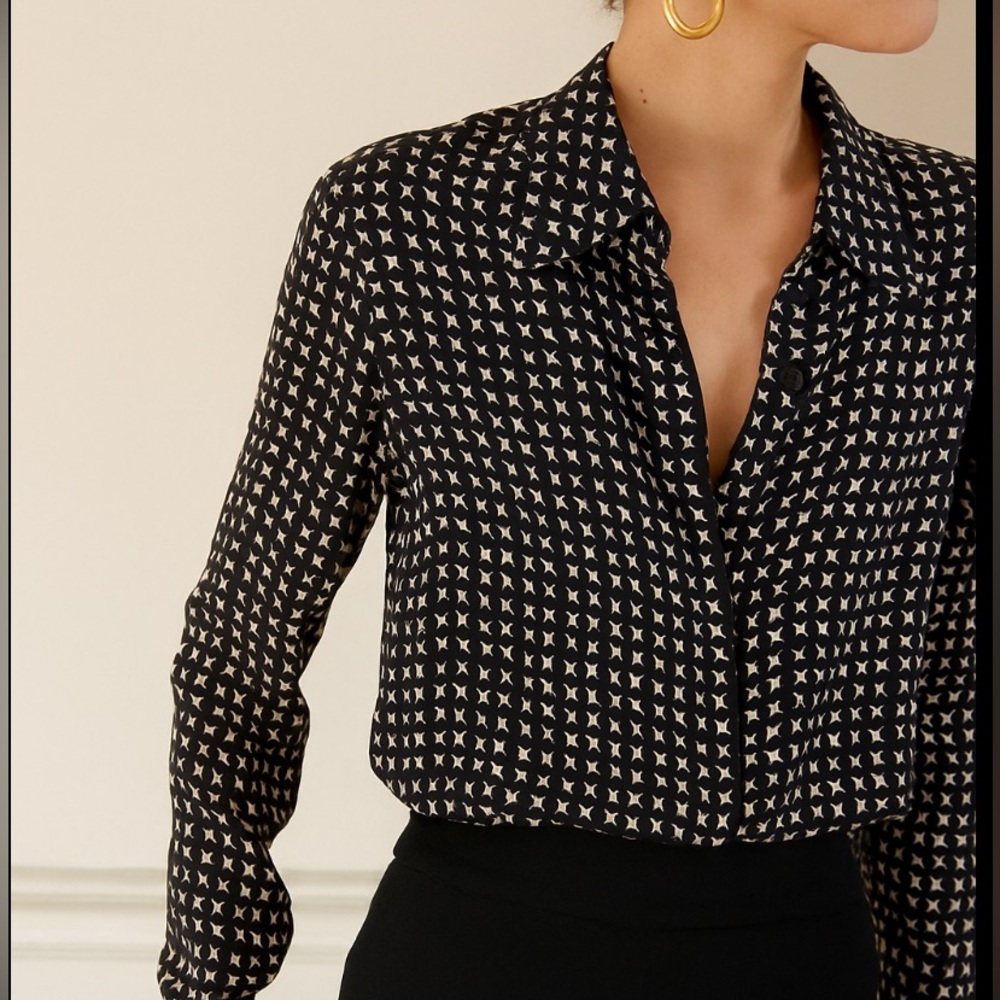Sioni black and White Geometric Shirt
